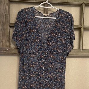 Lucky Brand Women's Printed Button Front Midi Dress